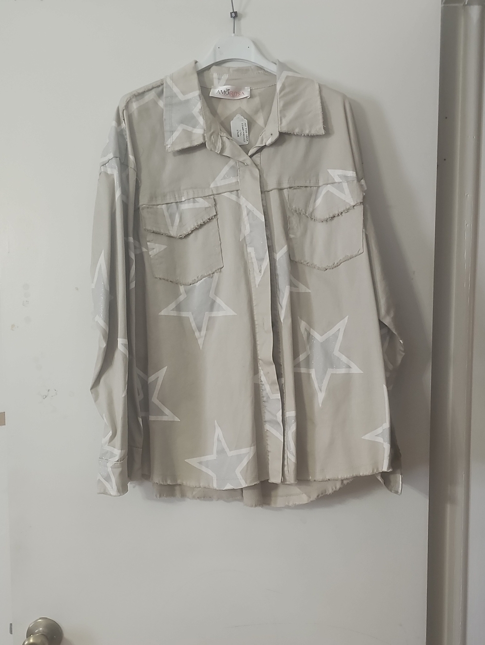 Amarosa Beige Star Print Button-Front Shirt